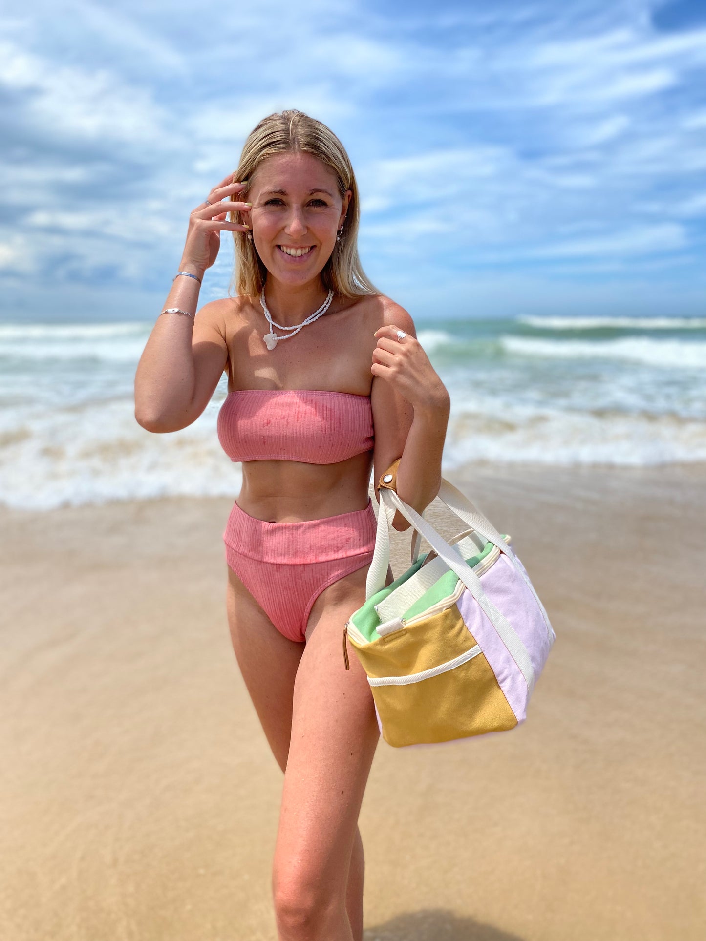 PINK PEBBLE HIGH-WAISTED BIKINI SET